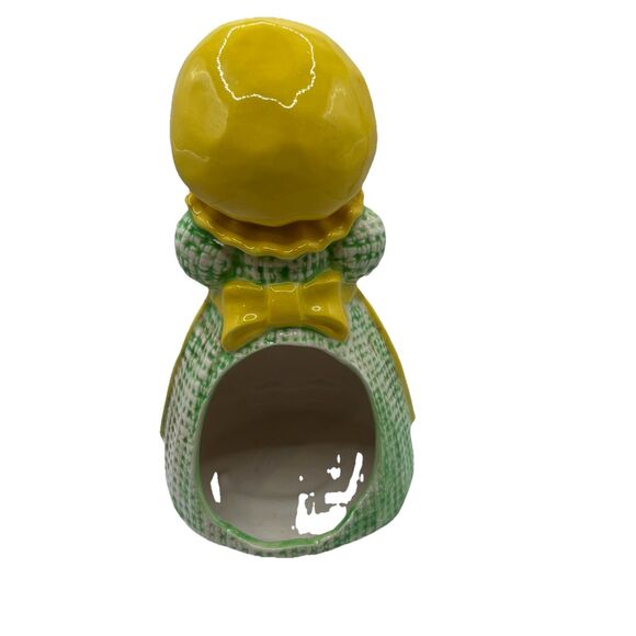 Vintage Sittre Ceramic Burlap Rag Doll Button Eye Sponge Holder - Yellow/Green - Picture 6 of 8